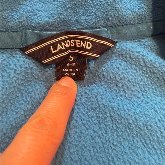 Lands End Fleece Blue Quarter-Zip Pullover - Picture 2 of 12